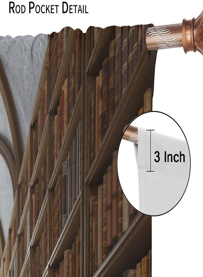 SENRUEGT Library Curtains, Vintage Library Gothic Bookshelves, Western Modern Architecture Style,Dormitory Bedroom Decorative Drapes 42x45 Inch - Image 4